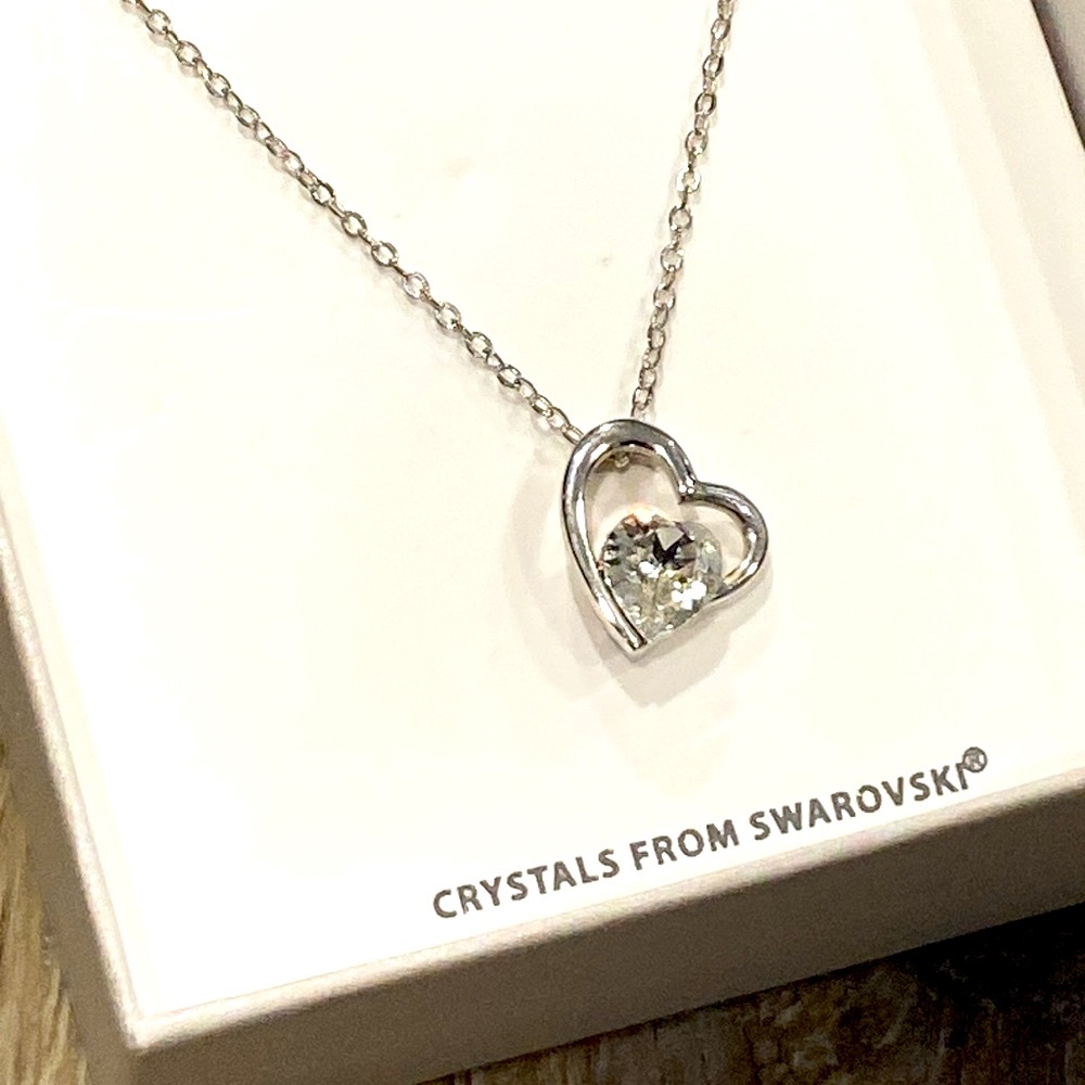 NEW! CRYSTALE by L& J Swarovski Silver Heart Necklace